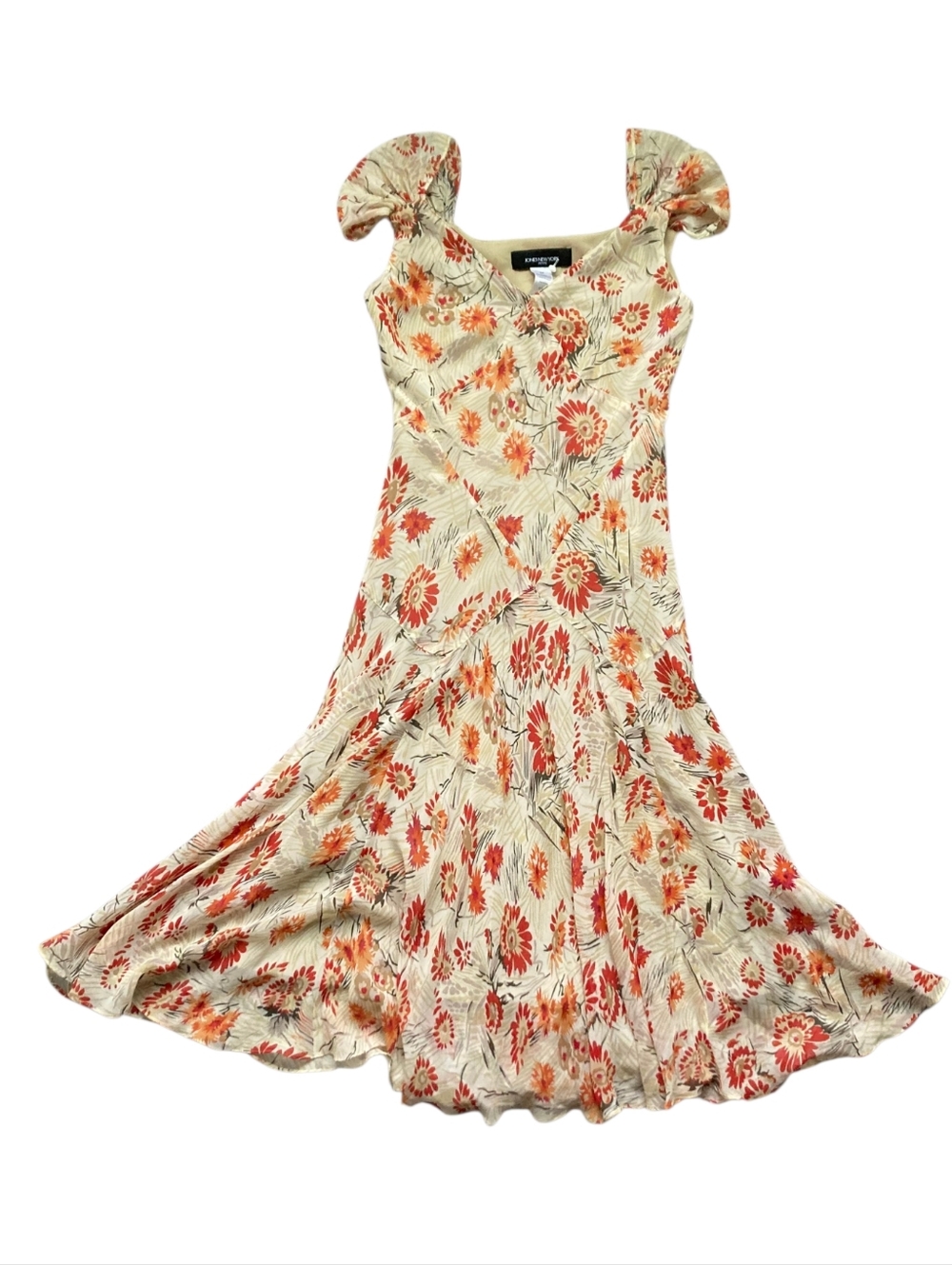 Vintage Y2K Jones New York Silk Floral Midi Dress 6P Fairy Bias cut Cottagecore - Picture 14 of 15
